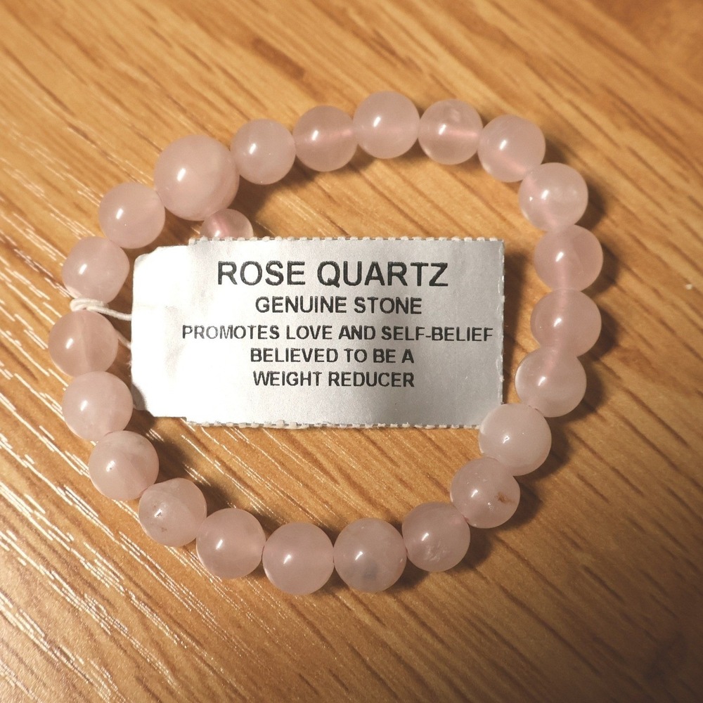 Rose Quartz Bead Stretch Bracelet Pink Healing Crystals Boho Fairy Natural Zen